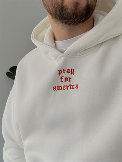 Nakışlı Beyaz Hoodie
