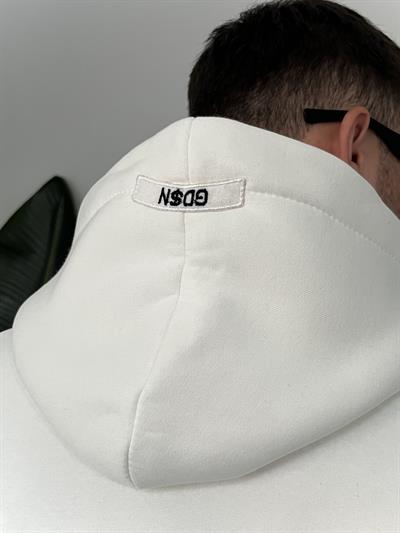 Nakışlı Beyaz Hoodie