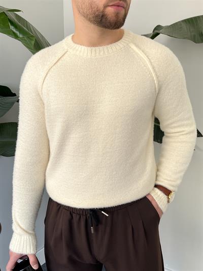 Nimbus Krem Raglan Detaylı Fluffy Örgü Kazak