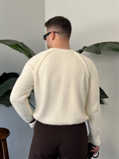 Nimbus Krem Raglan Detaylı Fluffy Örgü Kazak