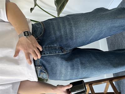Noctis Taşlamalı Dark Blue Baggy Jean