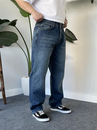 Noctis Taşlamalı Dark Blue Baggy Jean