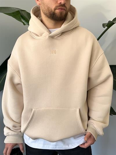 Oasis Krem Üç İplik Şardonlu Oversize Hoodie
