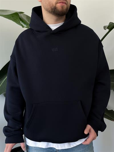 Oasis Lacivert Üç İplik Şardonlu Oversize Hoodie