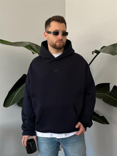 Oasis Lacivert Üç İplik Şardonlu Oversize Hoodie