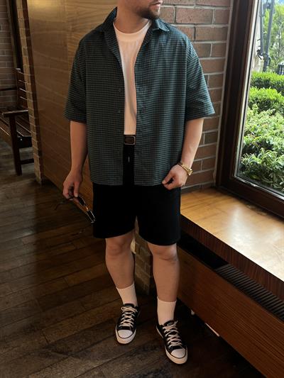 Oldman Yeşil Kareli Oversize Gömlek