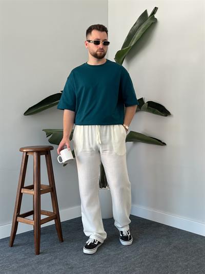 Petrol Cotton Basic Oversize T-shirt