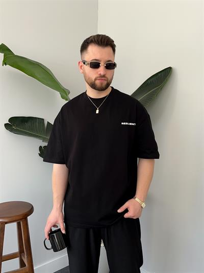Resilient Baskılı Siyah Oversize T-shirt