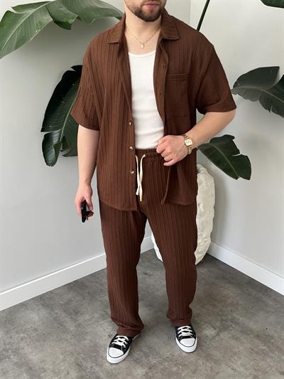 Romero Kahverengi Desenli Oversize Takım
