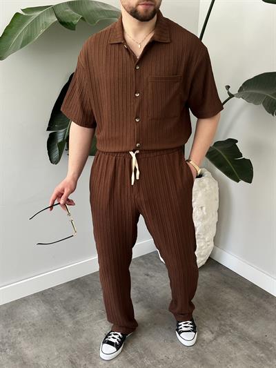 Romero Kahverengi Desenli Oversize Takım