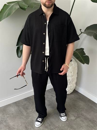 Romero Siyah Desenli Oversize Takım