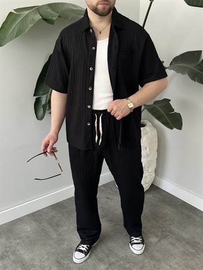 Romero Siyah Desenli Oversize Takım