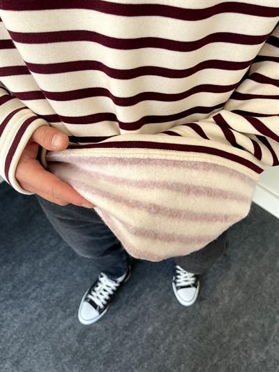 Royal Club Bordo Çizgili Üç İplik Şardonlu Sweatshirt