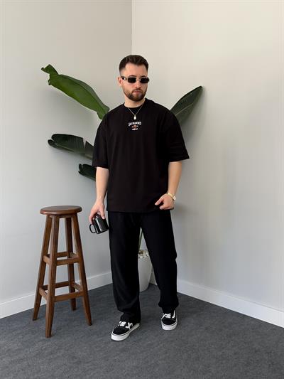 San Francisco Nakışlı Siyah Oversize  T-shirt