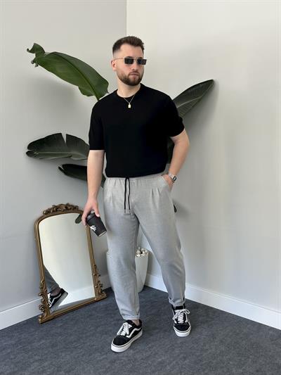 Siyah Casual Örme Triko T-shirt
