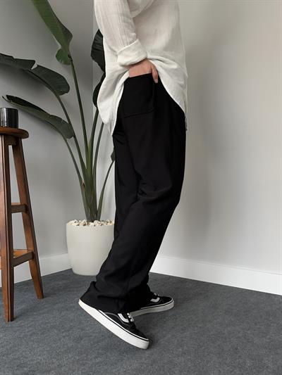 Siyah Fitilli Baggy Pantolon