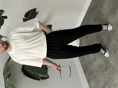 Siyah Gabardin Keten Baggy Pantolon