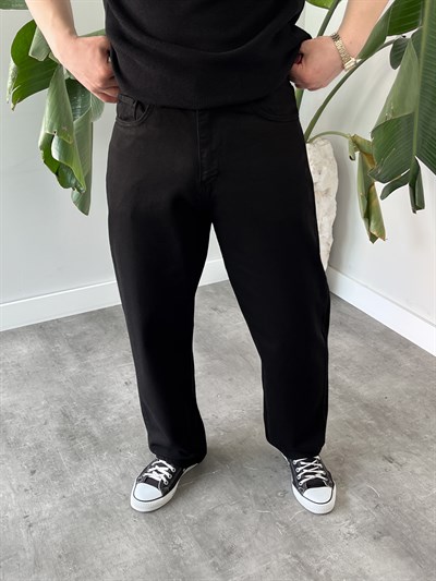 Siyah Kanvas Baggy Jean