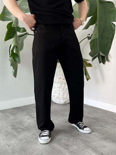 Siyah Kanvas Baggy Jean