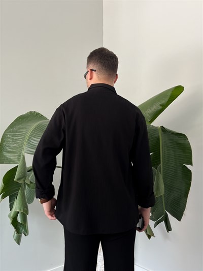 Siyah Serra Keten Oversize Takım