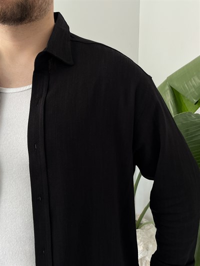 Siyah Serra Keten Oversize Takım