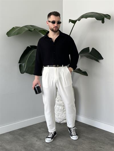 Siyah Soft Touch Oversize Gömlek