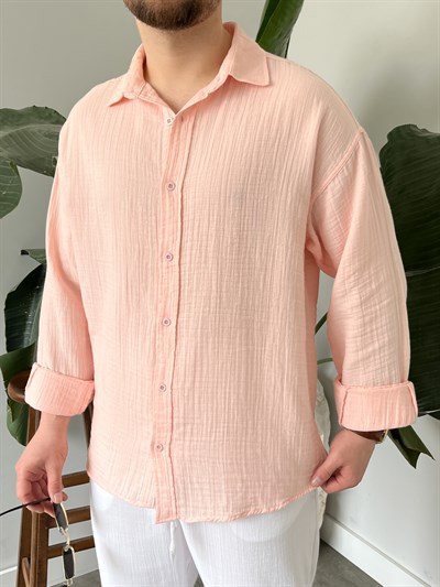 Somon Premium Müslin Dokulu Oversize Gömlek