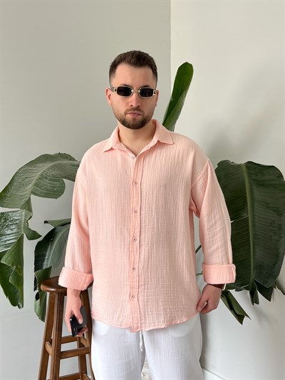 Somon Premium Müslin Dokulu Oversize Gömlek