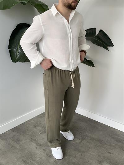 Stride Haki Çizgi Detaylı Baggy Pantolon