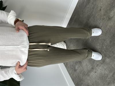 Stride Haki Çizgi Detaylı Baggy Pantolon