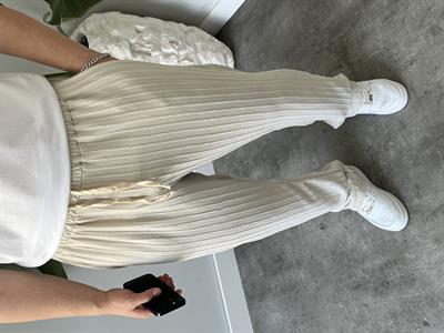 Taş Çizgi Desenli Bağcık Detaylı Baggy Pantolon