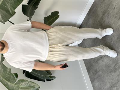 Taş Çizgi Desenli Bağcık Detaylı Baggy Pantolon