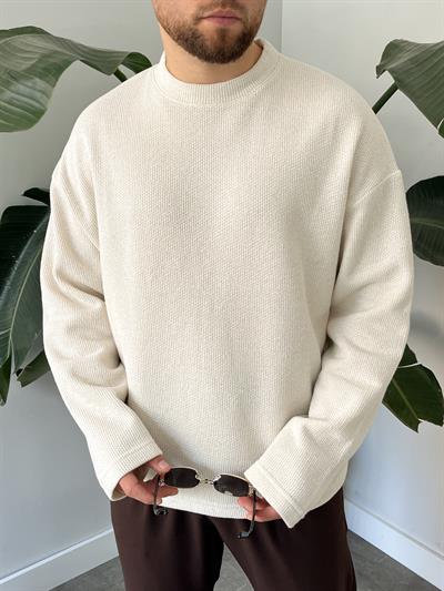 Taş Dokulu Örme Triko Sweatshirt