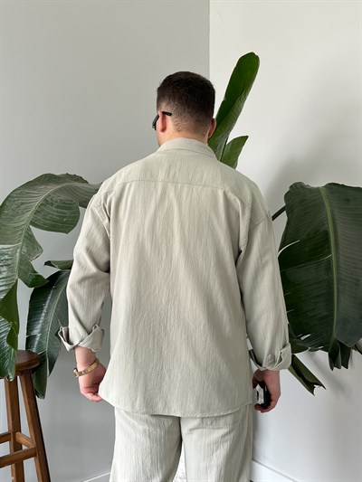 Taş Krinkıl Keten Oversize Takım