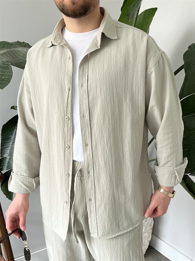 Taş Krinkıl Keten Oversize Takım