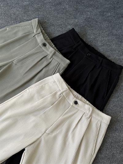Taş Pileli Fitilli Baggy Pantolon