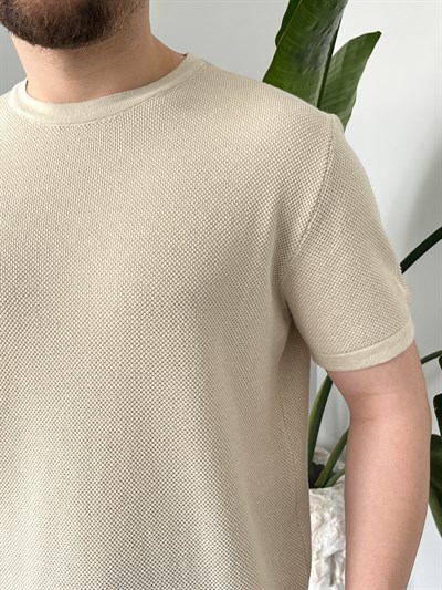 Taş Pirinç Örgü Triko T-shirt