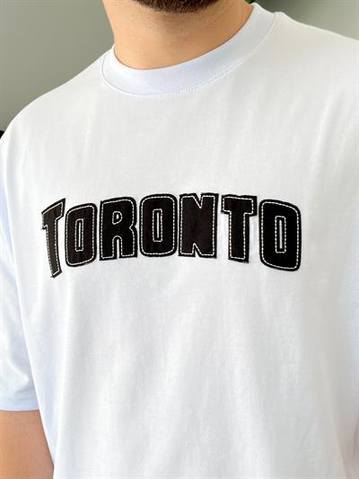 Toronto Nakışlı Beyaz Oversize T-shirt