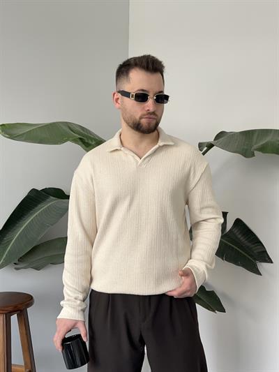 Velar Krem Polo Yaka Triko Kazak