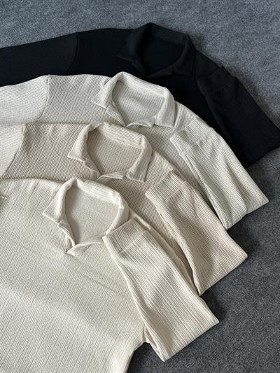 Velar Siyah Polo Yaka Triko Kazak