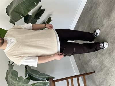 Vino Krem Desenli Oversize Süveter
