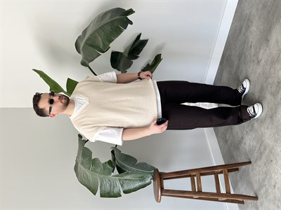 Vino Krem Desenli Oversize Süveter