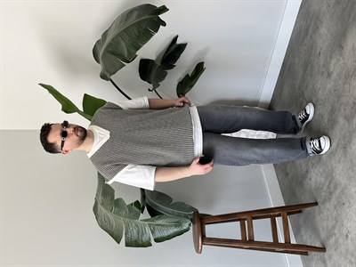 Vino Siyah Desenli Oversize Süveter
