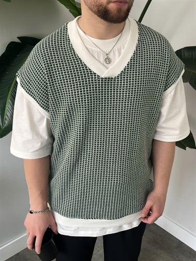 Vino Zümrüt Desenli Oversize Süveter