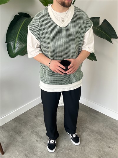 Vino Zümrüt Desenli Oversize Süveter