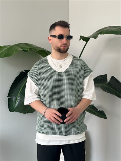 Vino Zümrüt Desenli Oversize Süveter