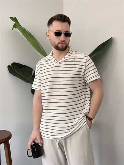 Vizon Çizgili Örgü T-shirt