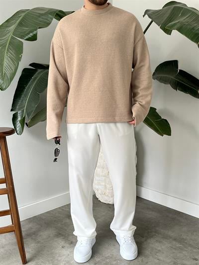 Vizon Dokulu Örme Triko Sweatshirt