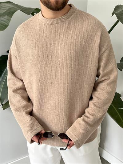 Vizon Dokulu Örme Triko Sweatshirt