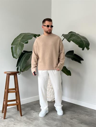 Vizon Dokulu Örme Triko Sweatshirt
